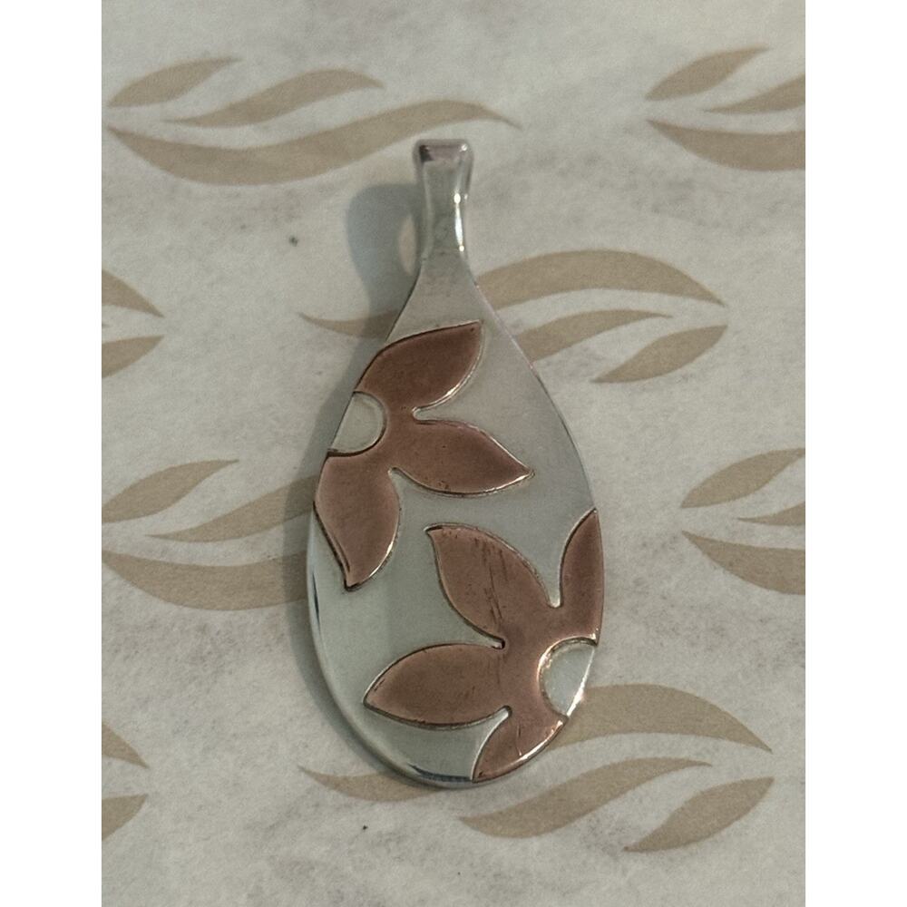 James Avery Retired Copper Floating Flowers Sterling Silver Pendant